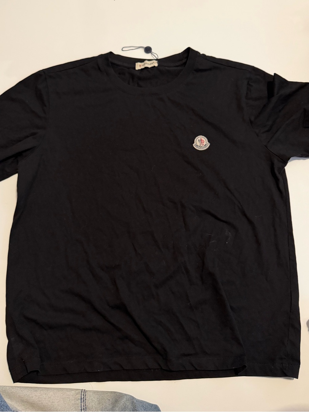 Moncler Black Short Sleeve Crew Neck T-Shirt with Chest Logo Patch